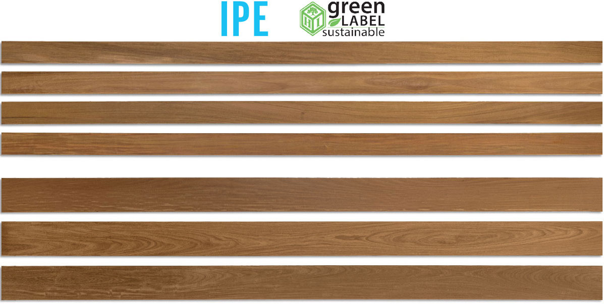 Ipe decking in 4 inch and 6 inch width.