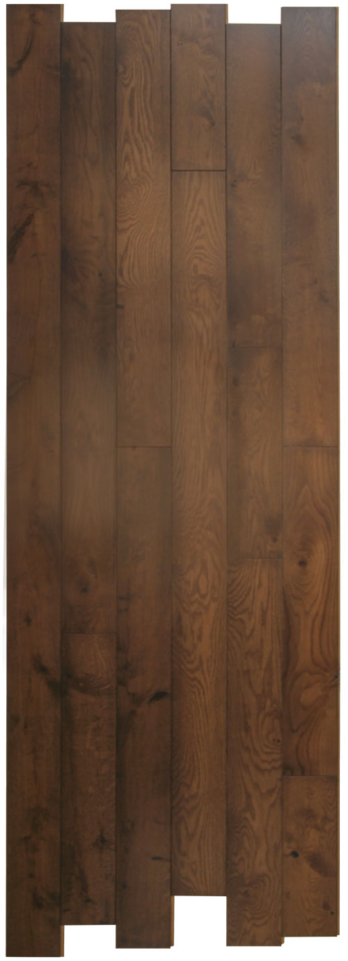 Home Collection River Series Solid White Oak Prefinished Flooring in Cacoa Finish.
